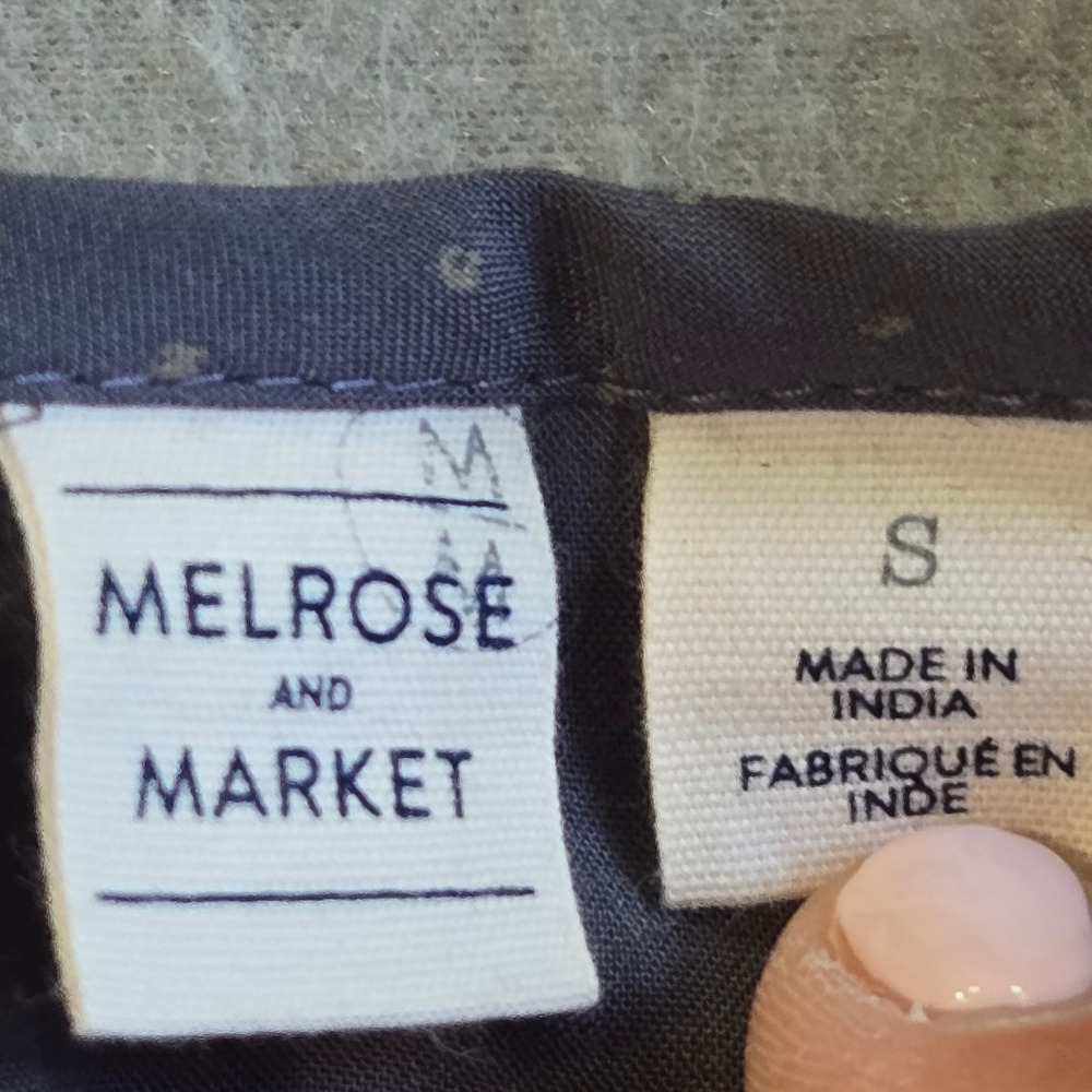 Melrose and Market Blouse Womens S Grey Pink Floral Bell Sleeve Tie Back Modal - Picture 5 of 7